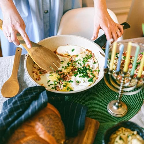 Eisinly 7-Piece Wooden Cooking Spoons,Durable Carbonized Bamboo Utensil Set