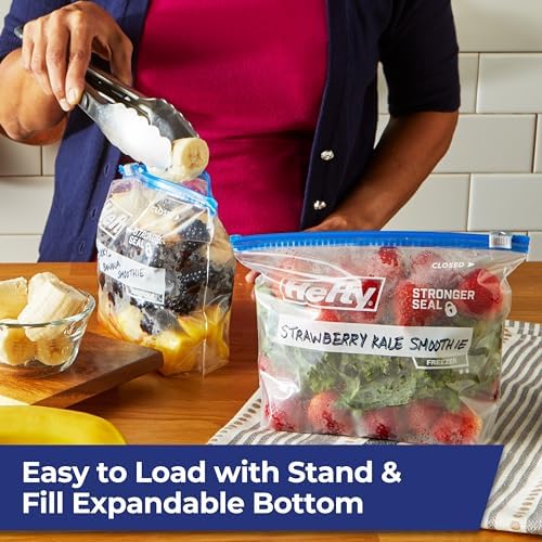 Hefty Slider Freezer Bags, Quart Size, 74ct