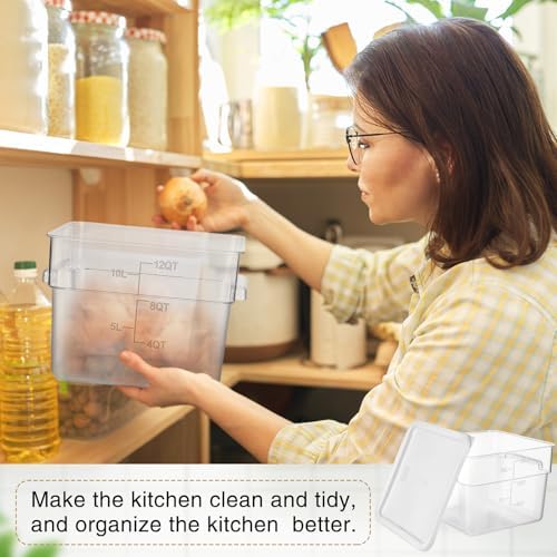 FoldTier 2 Pcs Square Food Storage Containers, White, 12 Qt