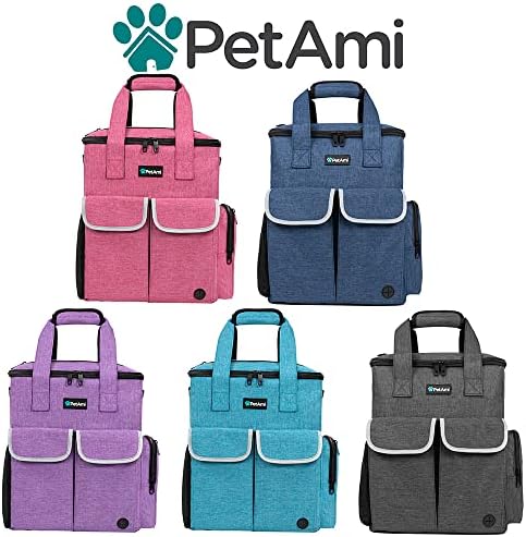 PetAmi Dog Travel Bag Pet Supplies Accessories Organizer for Traveling, Camping, Weekend; Cat Pet Travel Bag Kit Includes 2 Food Storage Containers, 2 Collapsible Bowls, 1 Feeding Mat (Teal Blue)