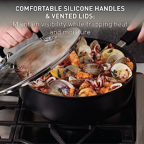 T-fal Ultimate Hard Anodized Nonstick Pots and Pans Set, 14-Piece, Onyx