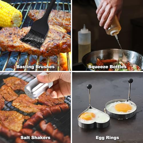 ROMANTICIST 29PCS Griddle Accessories Set - Flat Top Teppanyaki Spatula Set with Scraper, Basting Cover for Camp Chef- Home Cooking Griddle and Outdoor BBQ Gifts for Father's Day