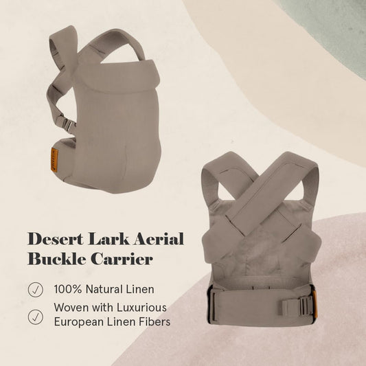 WildBird - Aerial Carrier - 7 to 45 lbs - for Moms, Dads & Caregivers - 100% Natural European Linen Fibers - Versatile & Adjustable - Small Size - Desert Lark Fabric