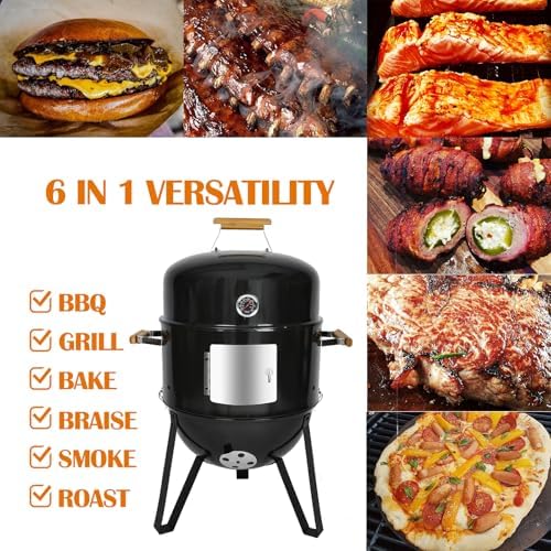 Realcook BBQ Charcoal Smoker Grill: Heavy Duty 17 Inch Vertical