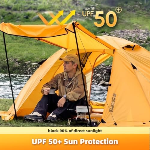 BISINNA 4 Season Tent for Backpacking Winter Tents 2 Person Lightweight Cold Weather Tents Waterproof Double Layer All Season Tent Aluminum Alloy Poles Easy Set Up for Camping, Hiking, Outdoor