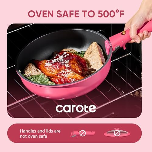 CAROTE 15pcs Pots and Pans Set Non Stick, Cookware Set Detachable Handle