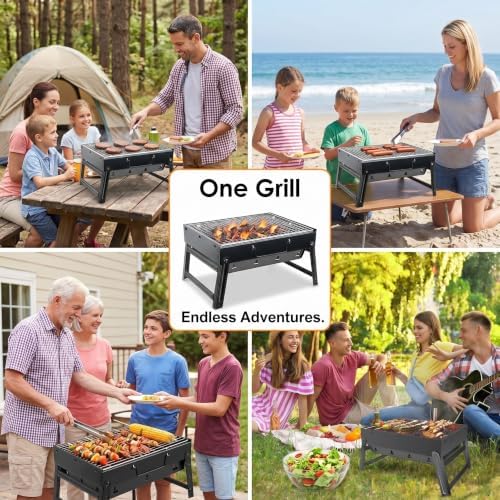 Portable Foldable Charcoal Grill 15" Tabletop BBQ