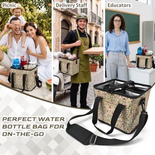 Vintage Floral Print Portable Softside Cooler Bag,Leakproof Lining