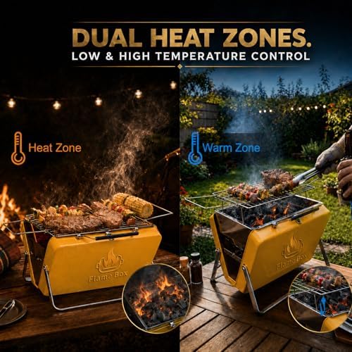 Ranger Portable Charcoal Grill, Compact Folding Camping BBQ