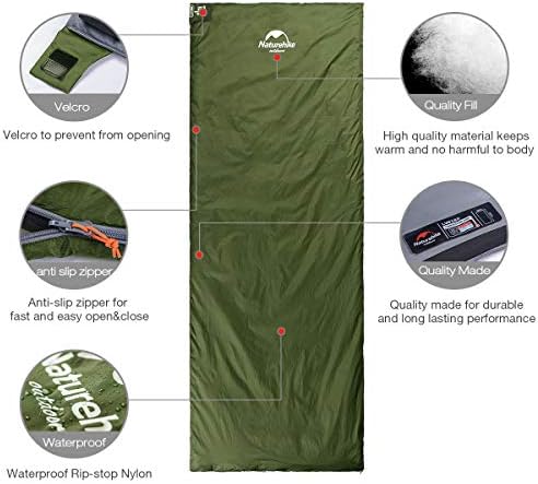 Naturehike Lightweight Compact Sleeping Bag, 59℉/32℉ Envelope Ultralight Backpacking Sleeping Bag Portable, Waterproof with Compression Sack for Cold&Warm, Camping, Traveling, Hiking