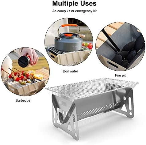 Mini Portable Charcoal Grill,Small BBQ Grill Tabletop Fire Pit for Camping Patio Outdoor Stainless Steel Camping Folding Barbecue Grills Backpacking Grills