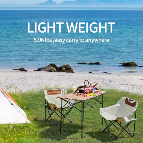 SHANQUAN 2 Pack Folding Camping Chair, Compact Camp Chair,Outdoor Lawn Portable Lightweight Backpacking Chair with Carrying Bag for Outdoor Camp,Travel,Beach,Picnic,Fishing, Hiking (Beige)