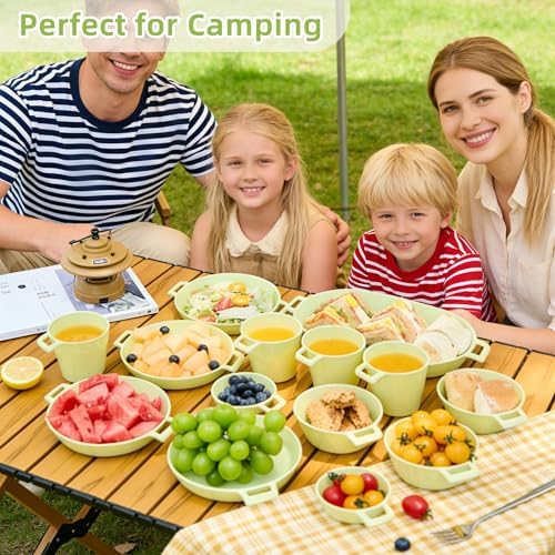Dinnerware Set for 4, 21-Piece Unbreakable Plates and Bowls Set