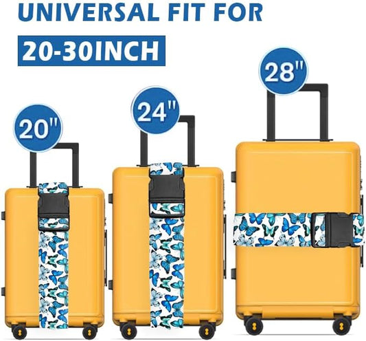 Luggage Straps for Suitcases Travel Belt Accessories, Cute Suitcase Strap, Adjustable Luggage Belt Strap, Heavy Duty with Quick-Release Buckle Luggage Strap Cute Butterfly