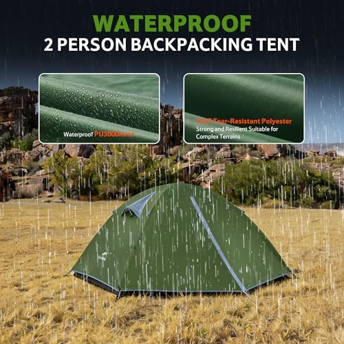 Naturehike Bleik-A 2-3 Person Camping Tent, Waterproof Double Layer Lightweight Backpacking Tents for Camping