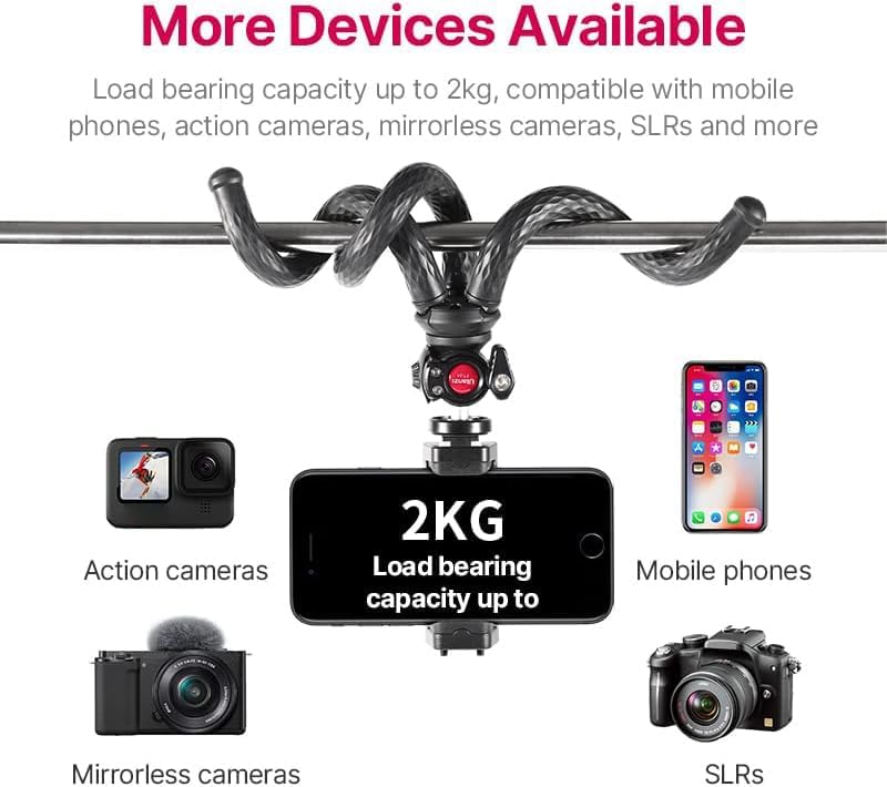 ULANZI FT-01 Phone Tripod with Holder, Mini Camera Flexible Tripod Stand with Cold Shoe Mount, 1/4'' Screw for Magic Arm, Universal for iPhone 16 15 Pro Max XS Max X 8 Samsung Canon Nikon Sony Cameras