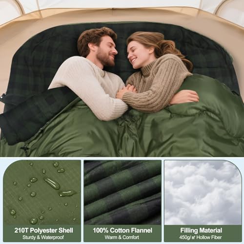 0 Degree Cotton Flannel Double Sleeping Bag for Adults