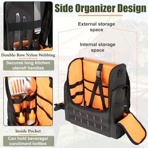 Large Camp Kitchen Organizer with Paper Towel Holder, Black