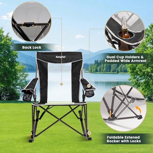 SUNNYFEEL 2 Pack Oversized Folding Rocking Camping Chair 500lbs
