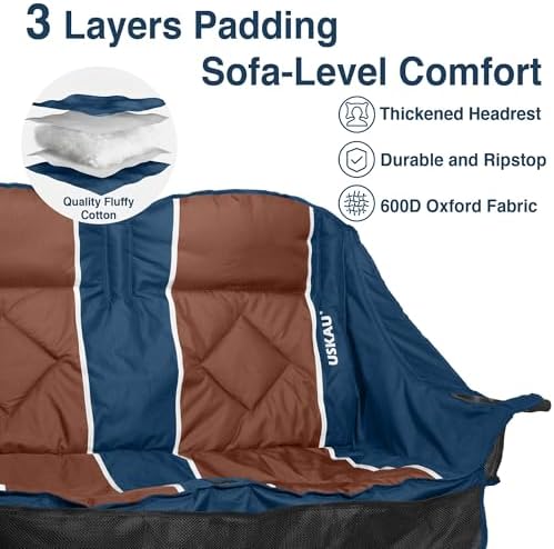 Oversized Double Camping Chair - 2 Person Folding Loveseat for Campfire Snuggle Freedom, Heavy Duty 660LBS Support with Frustration-Free Oversized Carry Bag, Perfect for Couples, Dogs & Sports