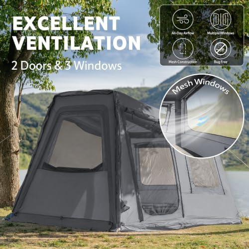 Naturehike Gen Air FL Inflatable Tent 2-4 Person, Easy Setup Blow up Tents with Pump, Waterproof 210D Oxford Fabric & Mesh Windows Tent for Outdoor Family Camping & Glamping
