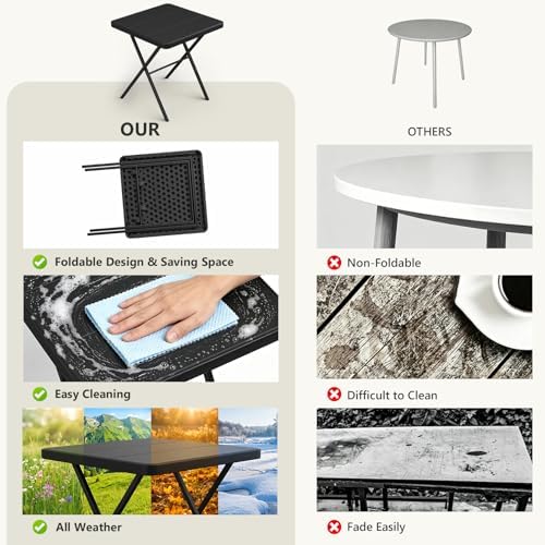 2 Pack Folding Table and 4 Pack Folding Chair, No Assembly Portable Folding Table and Chairs Set, Heavy Duty Event Foldable Table and Chair for Outdoor, Camping, Picnic, Indoor(Black)