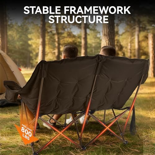 Huskfirm High Back Double Camping Chair 2 Person Camping Chair Brown