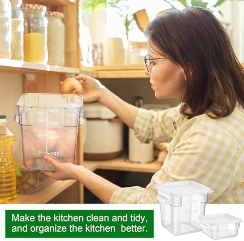 FoldTier 2 Pcs Square Food Storage Containers, White, 2 Qt,4 Qt