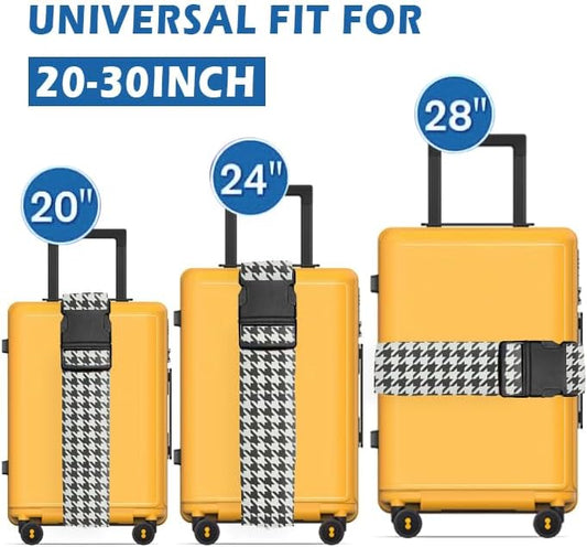 Luggage Straps for Suitcases Travel Belt Accessories, Cute Suitcase Strap, Adjustable Luggage Belt Strap, Heavy Duty with Quick-Release Buckle Luggage Strap Classic Houndstooth