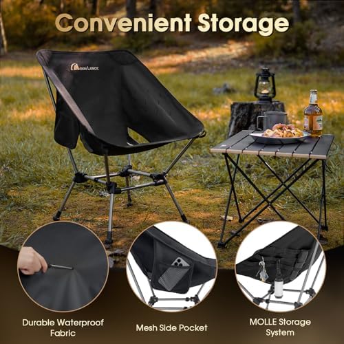 MOON LENCE Portable Camping Chair Plus, Larger & Roomier, Compact and Lightweight, Folding Chair for Backpacking Hiking Beach, Ultralight Camp Chair 330Lbs Capacity