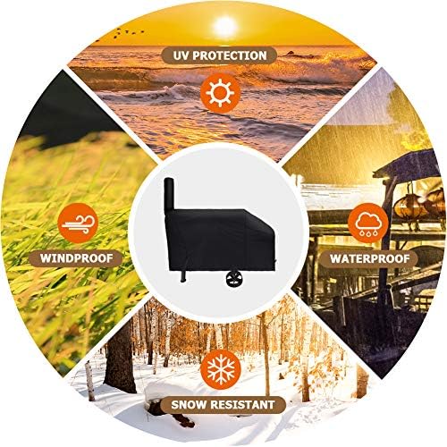 i COVER 66 Inch Offset Smoker Cover, 600D Pellet Grill Cover, Heavy Duty BBQ Smoker Cover, Waterproof Patio Outdoor Canvas Barbecue Cover for Landmann Brinkmann Charbroil Chargriller
