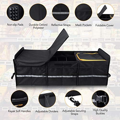 HEYTRIP Large Trunk Organizer with Built-in Leakproof Cooler Bag, Black