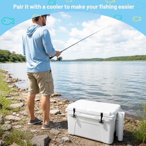 Cooler Fishing Rod Holder, Wall Mounted Fishing Pole Holder, Fishing Rod Rack Compatible with YETI Coolers and for RTIC Coolers, Cooler Accessory