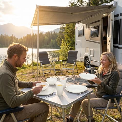 18pcs White Plastic PLates and Bowls Sets Heavy Duty includes Plastic Plates Reusable and Elegant Wheat Bowls and Rock-textured Design Cups for 6 People Outdoor Picnic,Camping Trip,Beach Day