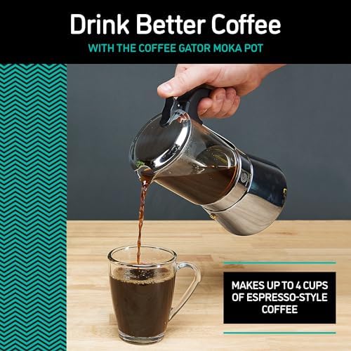 Coffee Gator 4 Cup Moka Pot, 6.7oz Stovetop Espresso Maker