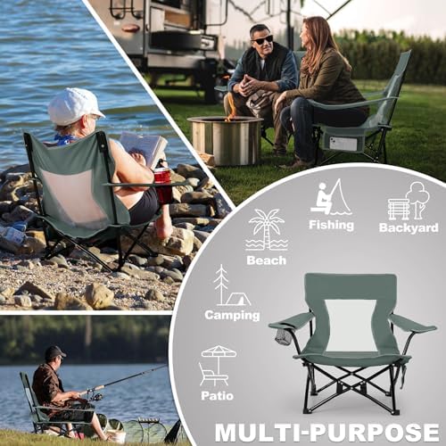 Joyfair Beach Camping Chair (2 Pack), Folding Chair for Adults (Grey)