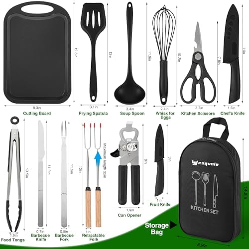 Wesqunie Camping Cooking Utensils Set, Cookware Set for Outdoor Hiking BBQ