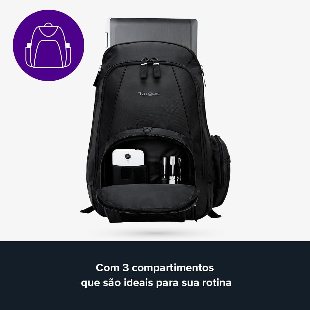 Targus 16 Inch Groove Laptop Backpack, Black - Fits Most Laptops up to 16", Water Resistant Travel Backpack for Business Commuters and Travel (CVR600)