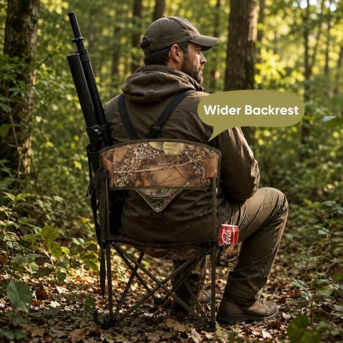 2 Pack Camo Hunting Chairs,Folding Tripod Camping Chair with Backrests,Portable Lightweight for Blinds,Fishing,Hiking,Golf Watching