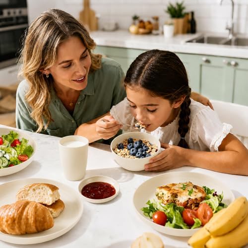 16 PCS Camping Dishes Set for 4, Unbreakable Plates and Bowls Set