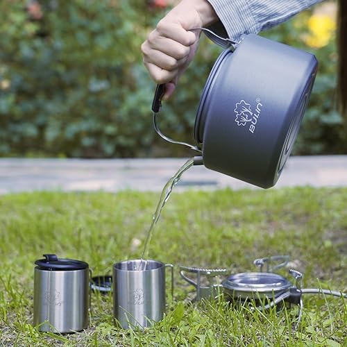 Bulin Camping Kettle, 2.2L Large Portable Camp Tea Coffee Pot With 2 Cups