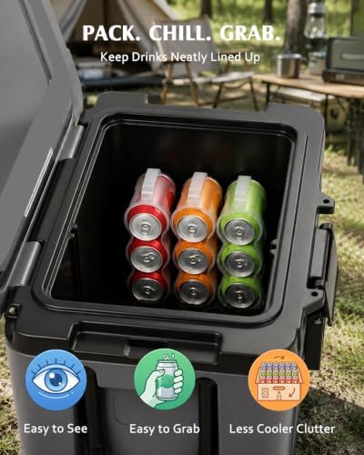3 Pack Can Organizer Rack Designed for Ninja FrostVault 45QT/65QT Wheeled Cooler, Clear Beverage Can Holder for Cooler Drink Storage, 4 Cans Per Row, Cooler Accessories for Camping Beach Tailgating