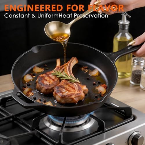 Cast Iron Set 6 Piece, PFAS-Free, Pre-Seasoned Pots and Pans Set