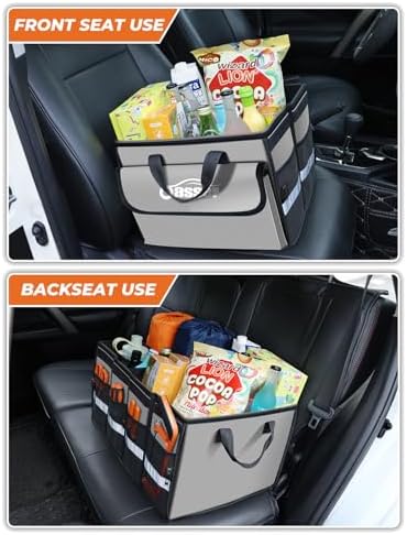 Oasser Car Trunk Organizer with Foldable Soft Lid, 55L 3 Compartments Grey