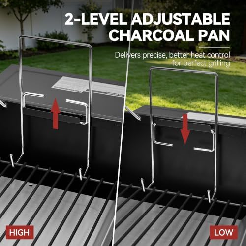Royal Gourmet CC1830T Barrel Charcoal Grill, Front Storage Basket, Hooks