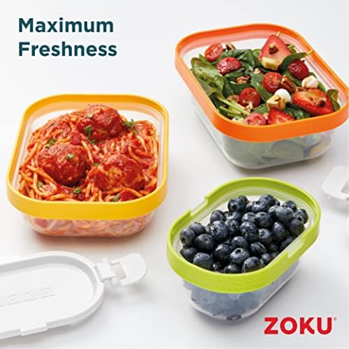 ZOKU Neat Stack Food Storage Containers with Freezer Pack, 3 Piece Set