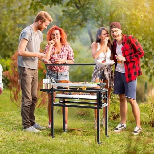 Rotating Flip Charcoal Grill for Outdoor Camping BBQ Cooking
