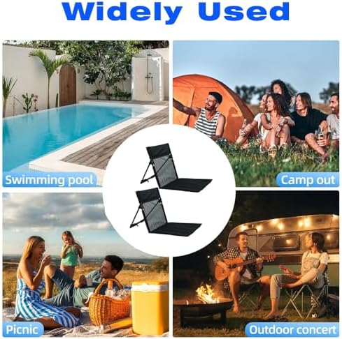 2 Pack Foldable Camping Chairs with Mesh Backrest (Black)