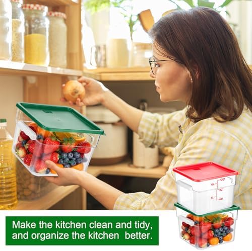 FoldTier 2 Pcs Square Food Storage Containers, Green, Red, 12 Qt