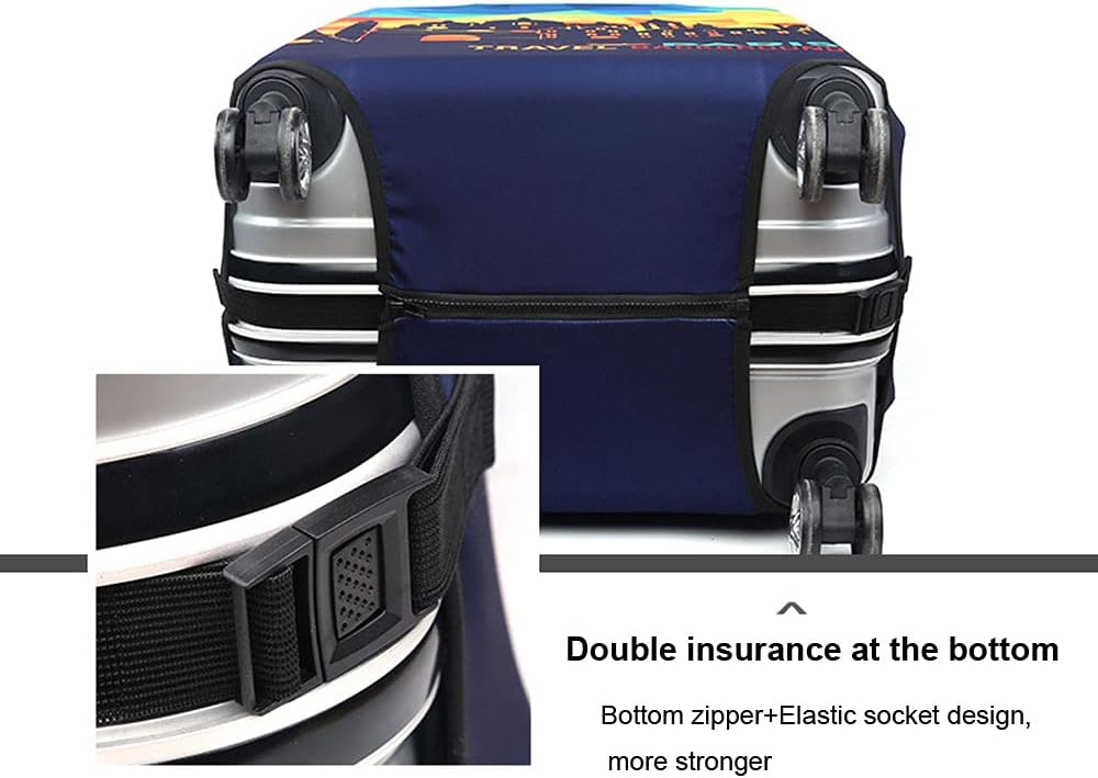 MosaiRudo Thicker Luggage Cover Elastic Suitcase Cover Protector Fits 18-32 Inch Suitcase Travel Accessories (World Travel, XL)